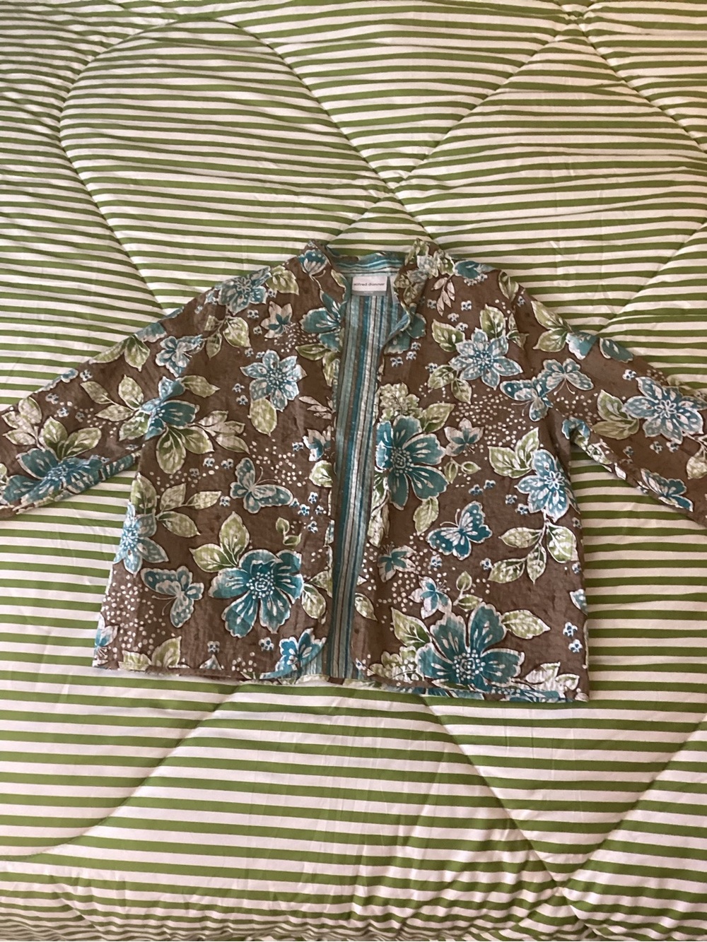 Alfred Dunner Brown Floral Jacket with Teal Flowers